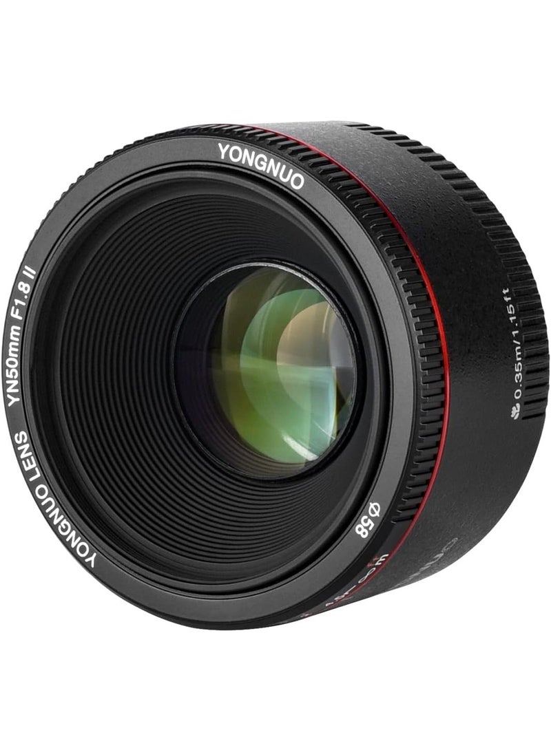 يونجنيو عدسة يونغنو YN 50mm F1.8 II بتركيز تلقائي لعدسات كانون EF عدسة برايم قياسية للكاميرات الرقمية DSLR مع وضع AF و MF ومسافة تركيز 0.35 متر - Image 5